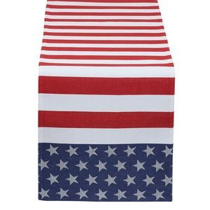 STARS & Stripes Jacquard Table Runner. Cotton